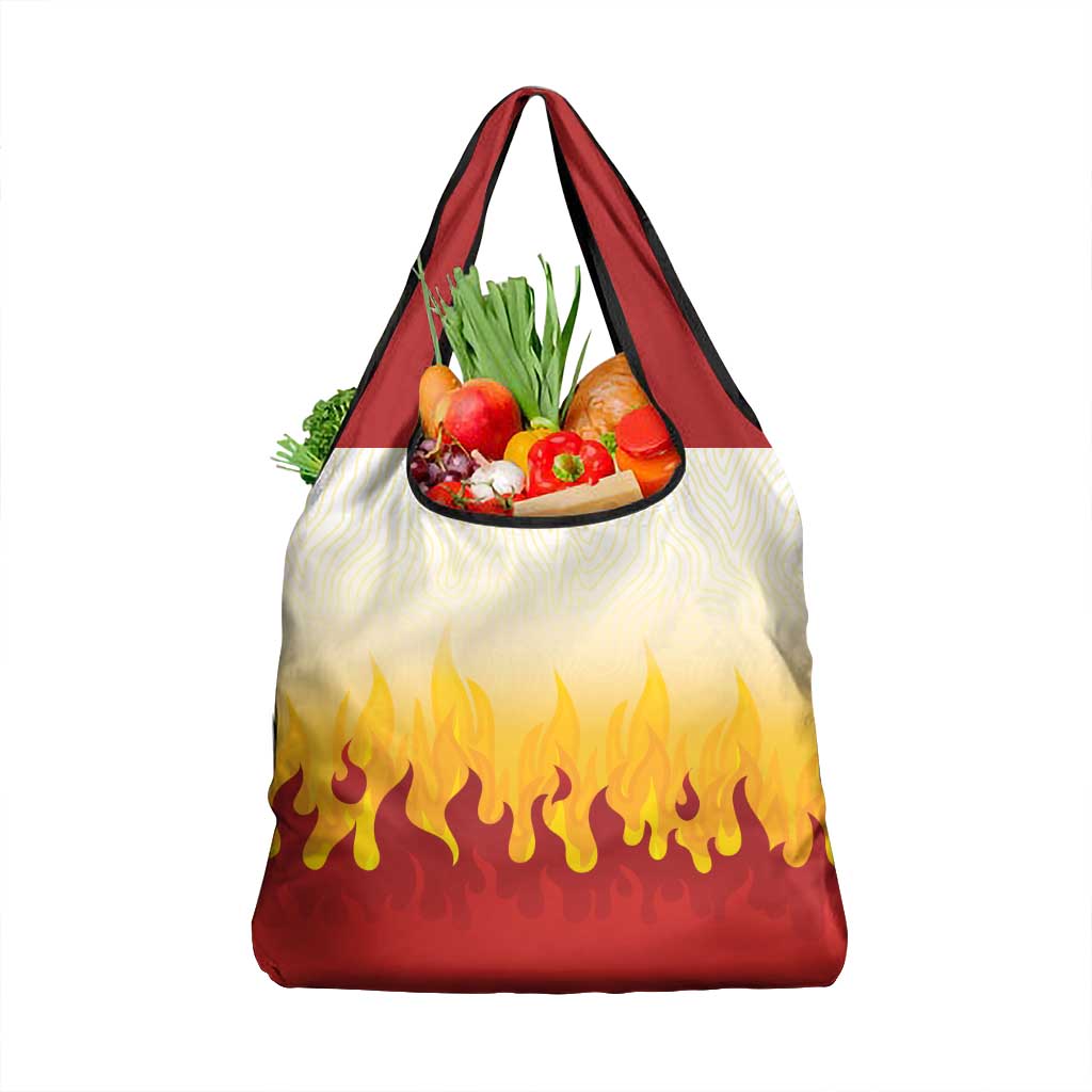 Japanese Kaen Pattern Grocery Bag Flame Pillar Blazing Lion Heart - Wonder Print Shop