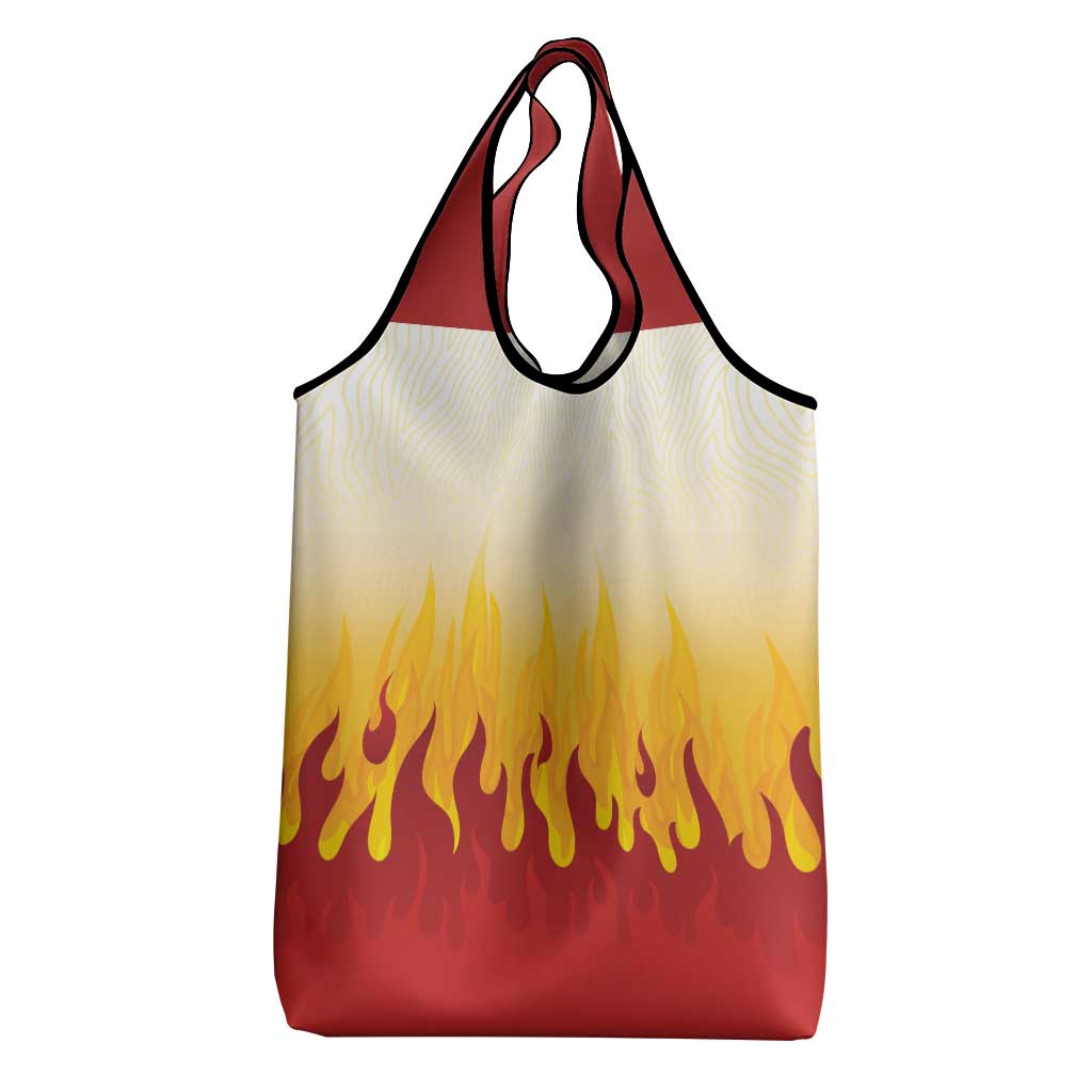 Japanese Kaen Pattern Grocery Bag Flame Pillar Blazing Lion Heart - Wonder Print Shop