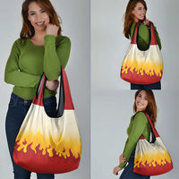 Japanese Kaen Pattern Grocery Bag Flame Pillar Blazing Lion Heart - Wonder Print Shop