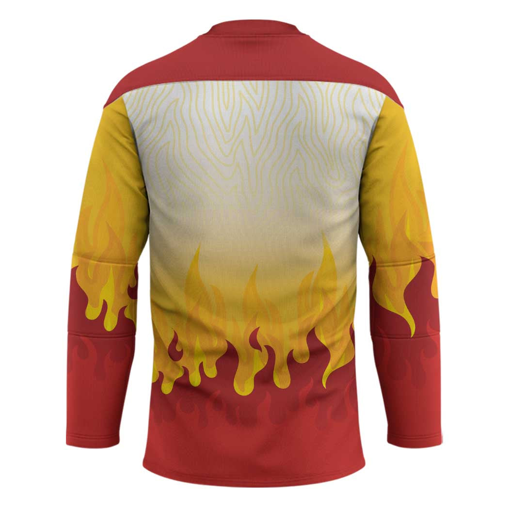 Japanese Kaen Pattern Hockey Jersey Flame Pillar Blazing Lion Heart - Wonder Print Shop