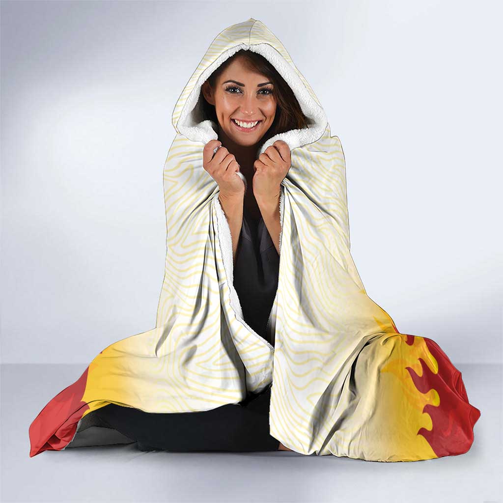 Japanese Kaen Pattern Hooded Blanket Flame Pillar Blazing Lion Heart - Wonder Print Shop