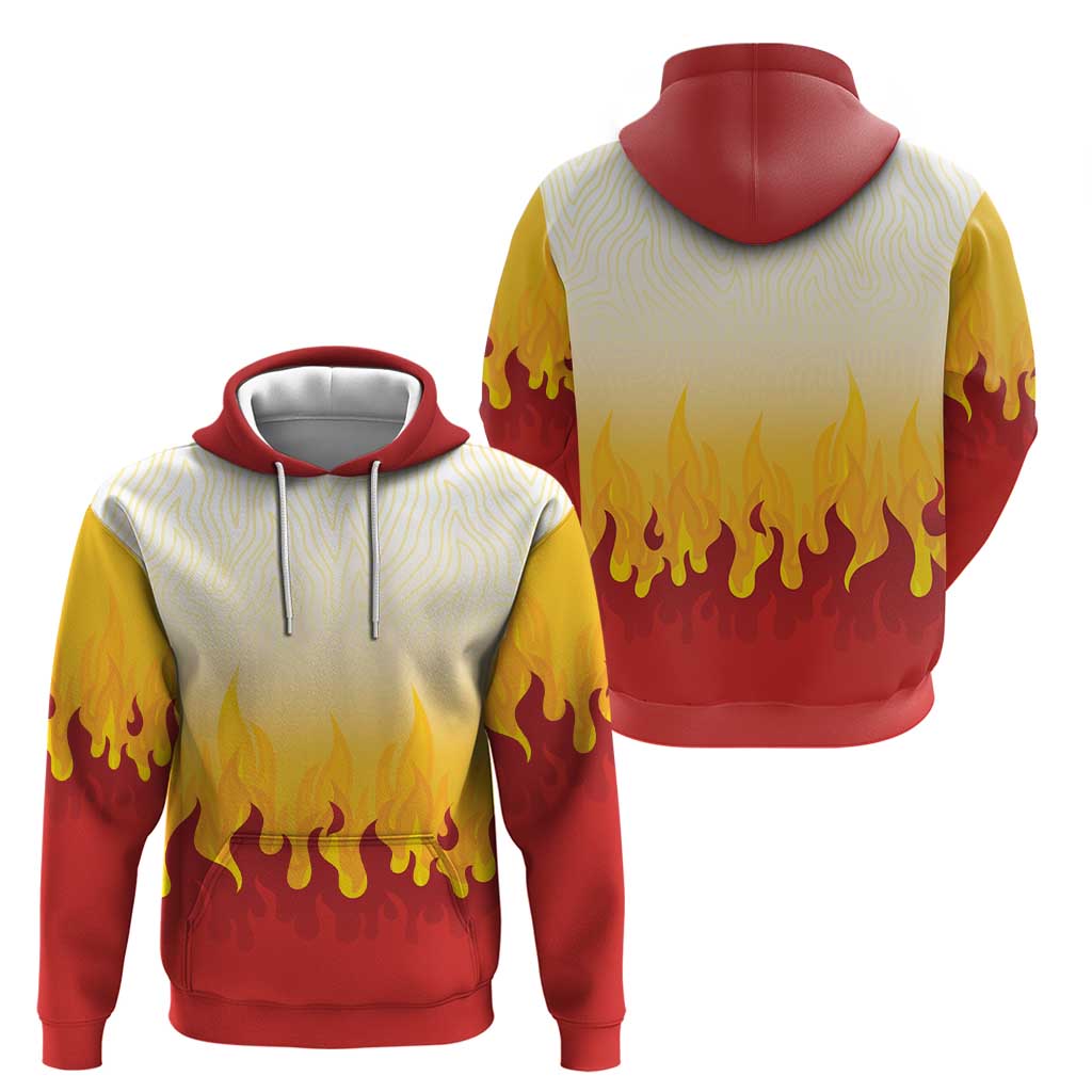 Japanese Kaen Pattern Hoodie Flame Pillar Blazing Lion Heart - Wonder Print Shop