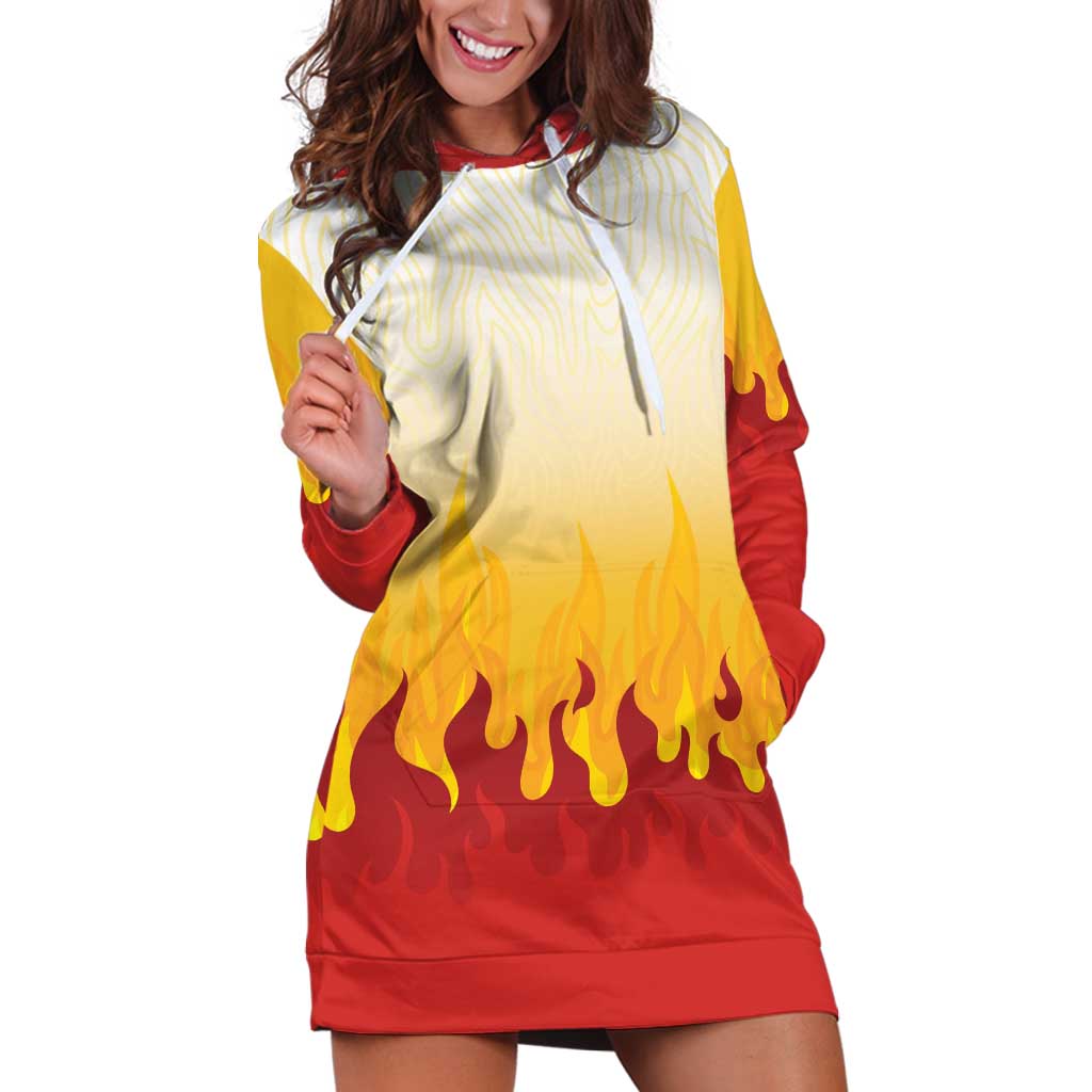 Japanese Kaen Pattern Hoodie Dress Flame Pillar Blazing Lion Heart - Wonder Print Shop