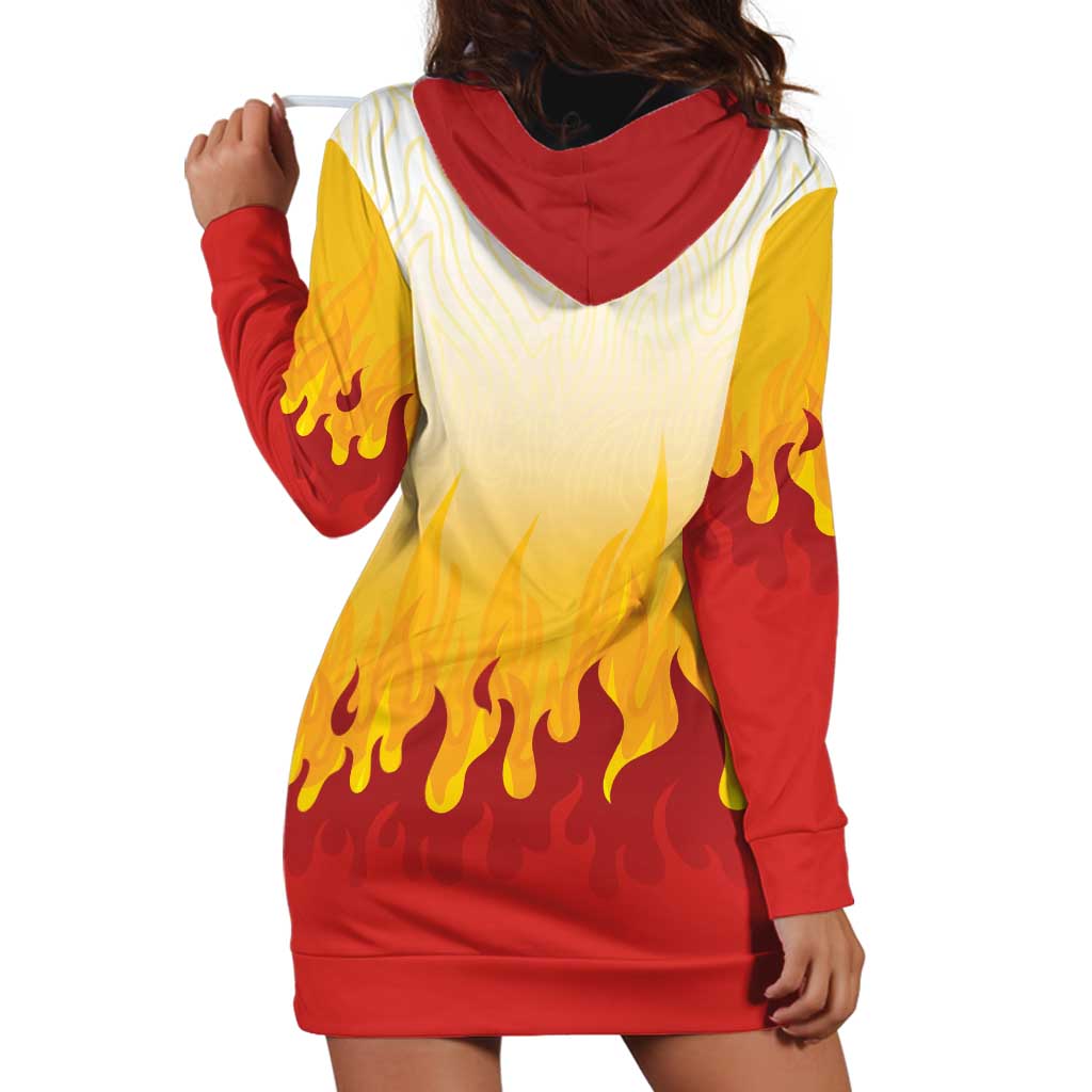 Japanese Kaen Pattern Hoodie Dress Flame Pillar Blazing Lion Heart - Wonder Print Shop