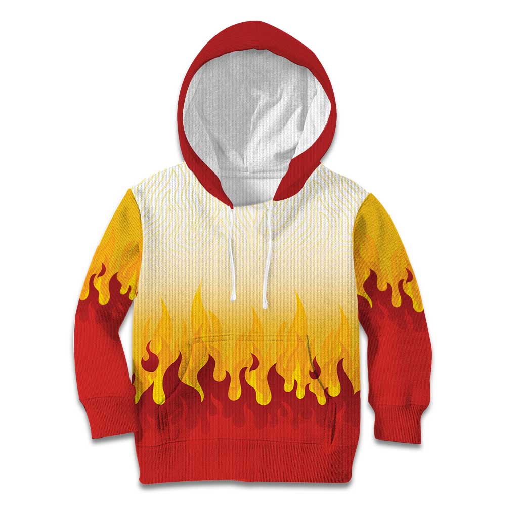 Japanese Kaen Pattern Kid Hoodie Flame Pillar Blazing Lion Heart - Wonder Print Shop
