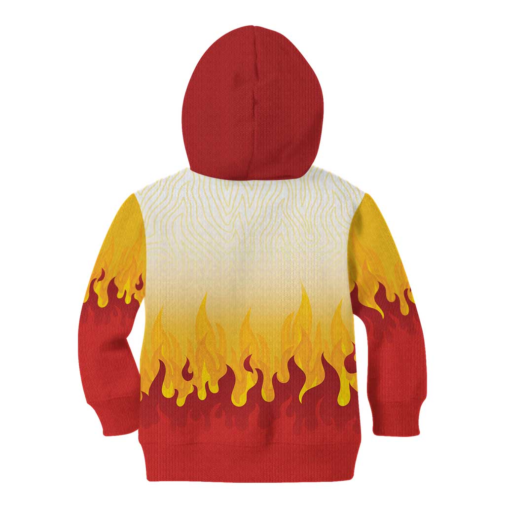 Japanese Kaen Pattern Kid Hoodie Flame Pillar Blazing Lion Heart - Wonder Print Shop