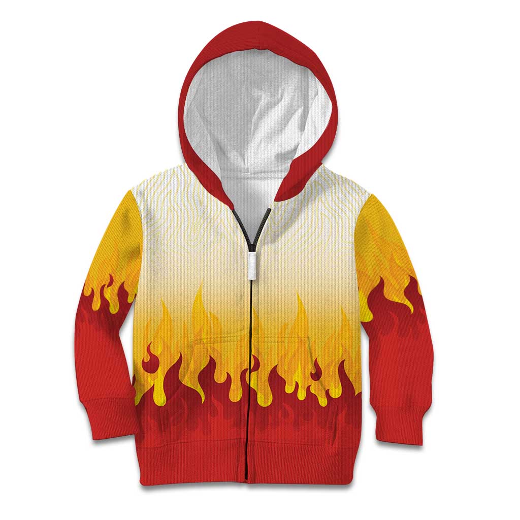 Japanese Kaen Pattern Kid Hoodie Flame Pillar Blazing Lion Heart - Wonder Print Shop