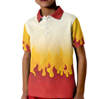 Japanese Kaen Pattern Kid Polo Shirt Flame Pillar Blazing Lion Heart - Wonder Print Shop