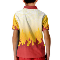 Japanese Kaen Pattern Kid Polo Shirt Flame Pillar Blazing Lion Heart - Wonder Print Shop