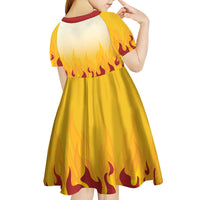 Japanese Kaen Pattern Kid Short Sleeve Dress Flame Pillar Blazing Lion Heart - Wonder Print Shop