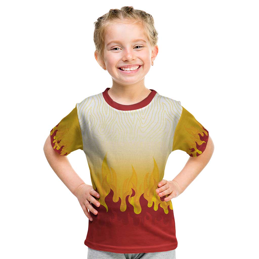 Japanese Kaen Pattern Kid T Shirt Flame Pillar Blazing Lion Heart - Wonder Print Shop