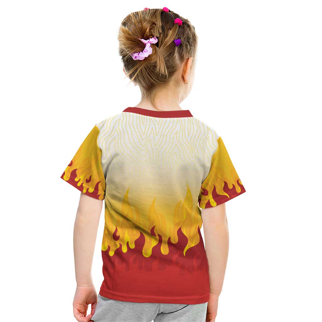 Japanese Kaen Pattern Kid T Shirt Flame Pillar Blazing Lion Heart - Wonder Print Shop