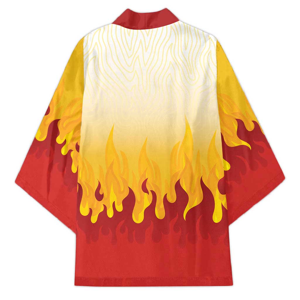 Japanese Kaen Pattern Kimono Flame Pillar Blazing Lion Heart - Wonder Print Shop