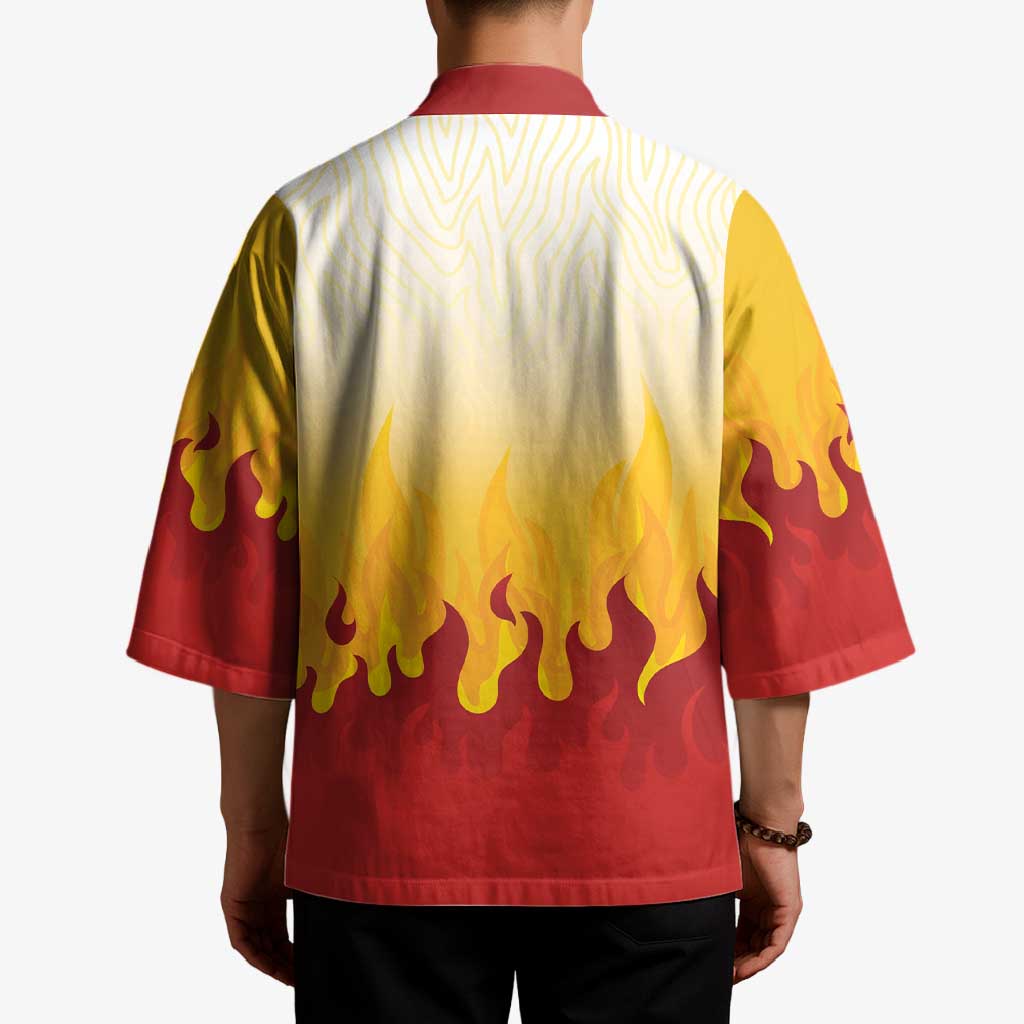 Japanese Kaen Pattern Kimono Flame Pillar Blazing Lion Heart - Wonder Print Shop