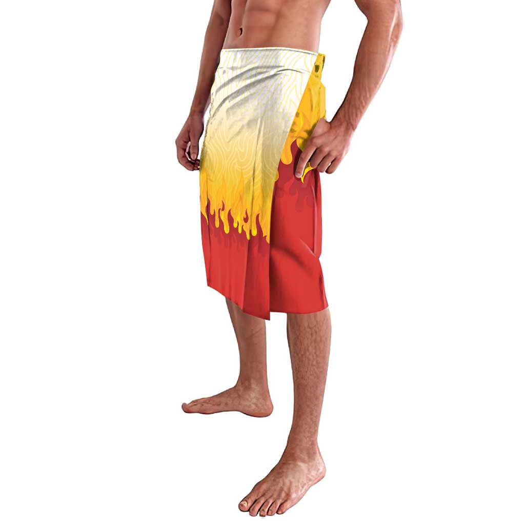 Japanese Kaen Pattern Lavalava Flame Pillar Blazing Lion Heart - Wonder Print Shop