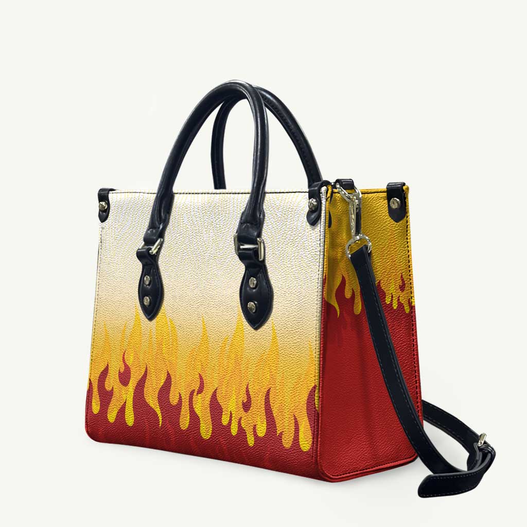 Japanese Kaen Pattern Leather Bag Flame Pillar Blazing Lion Heart - Wonder Print Shop