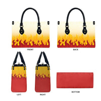 Japanese Kaen Pattern Leather Bag Flame Pillar Blazing Lion Heart - Wonder Print Shop
