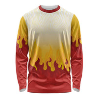 Japanese Kaen Pattern Long Sleeve Shirt Flame Pillar Blazing Lion Heart - Wonder Print Shop