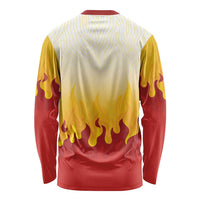 Japanese Kaen Pattern Long Sleeve Shirt Flame Pillar Blazing Lion Heart - Wonder Print Shop