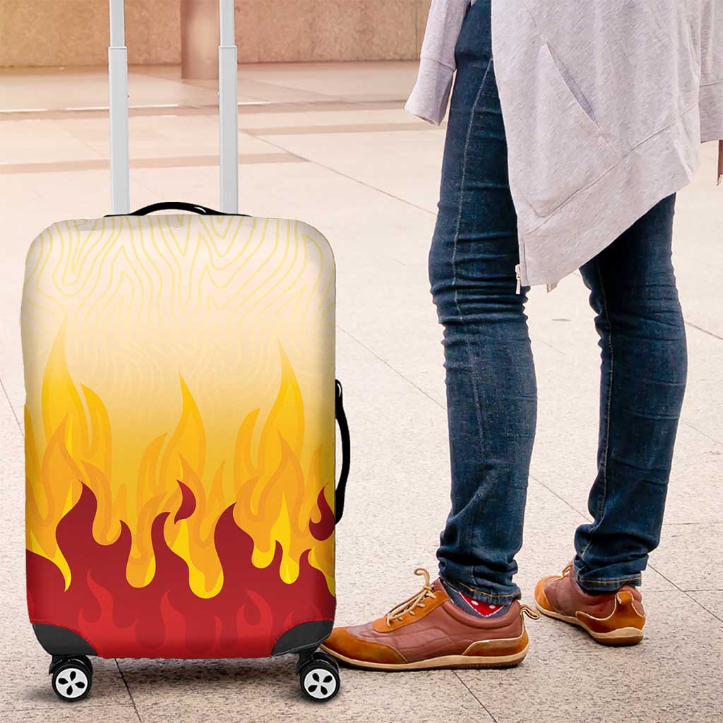 Japanese Kaen Pattern Luggage Cover Flame Pillar Blazing Lion Heart - Wonder Print Shop