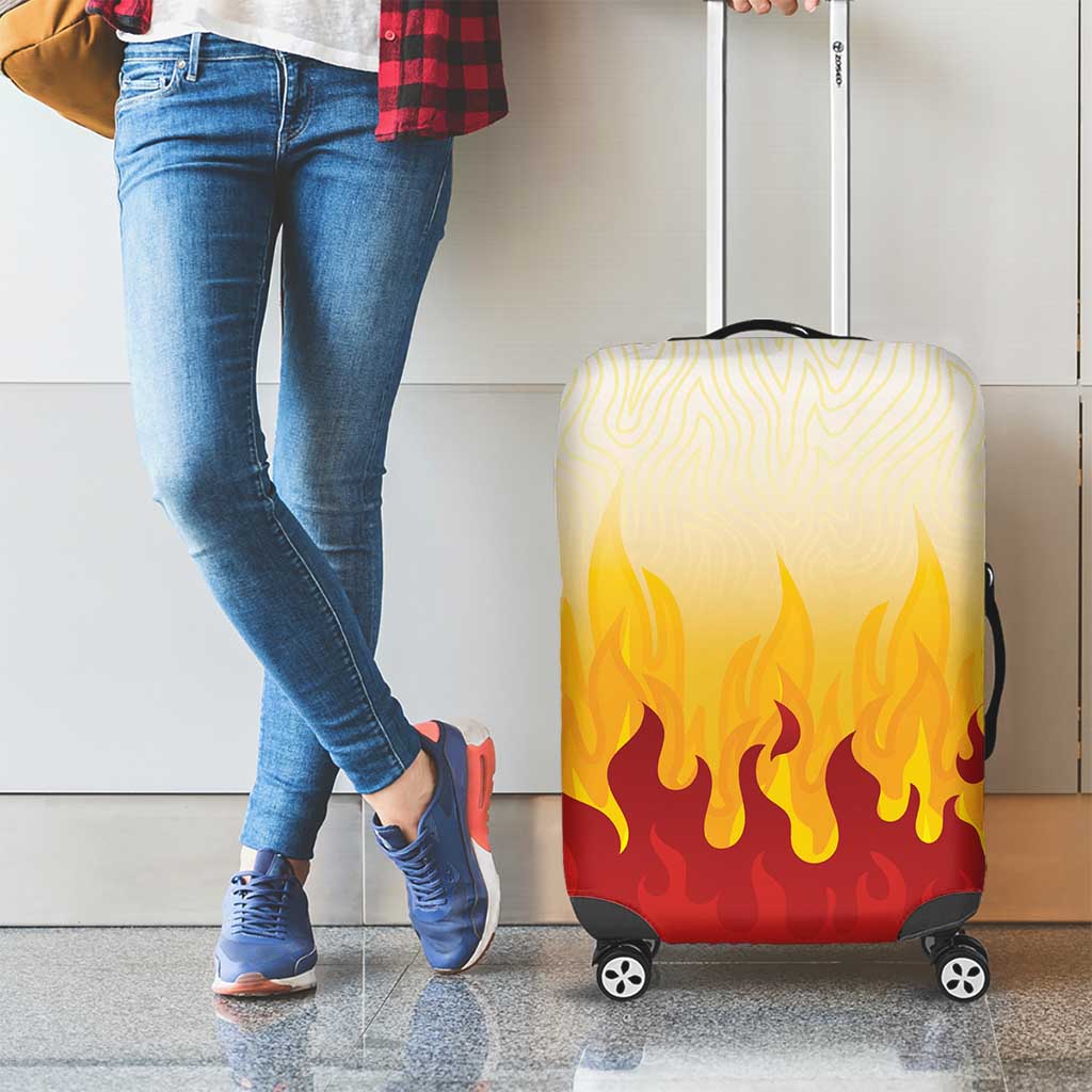 Japanese Kaen Pattern Luggage Cover Flame Pillar Blazing Lion Heart - Wonder Print Shop