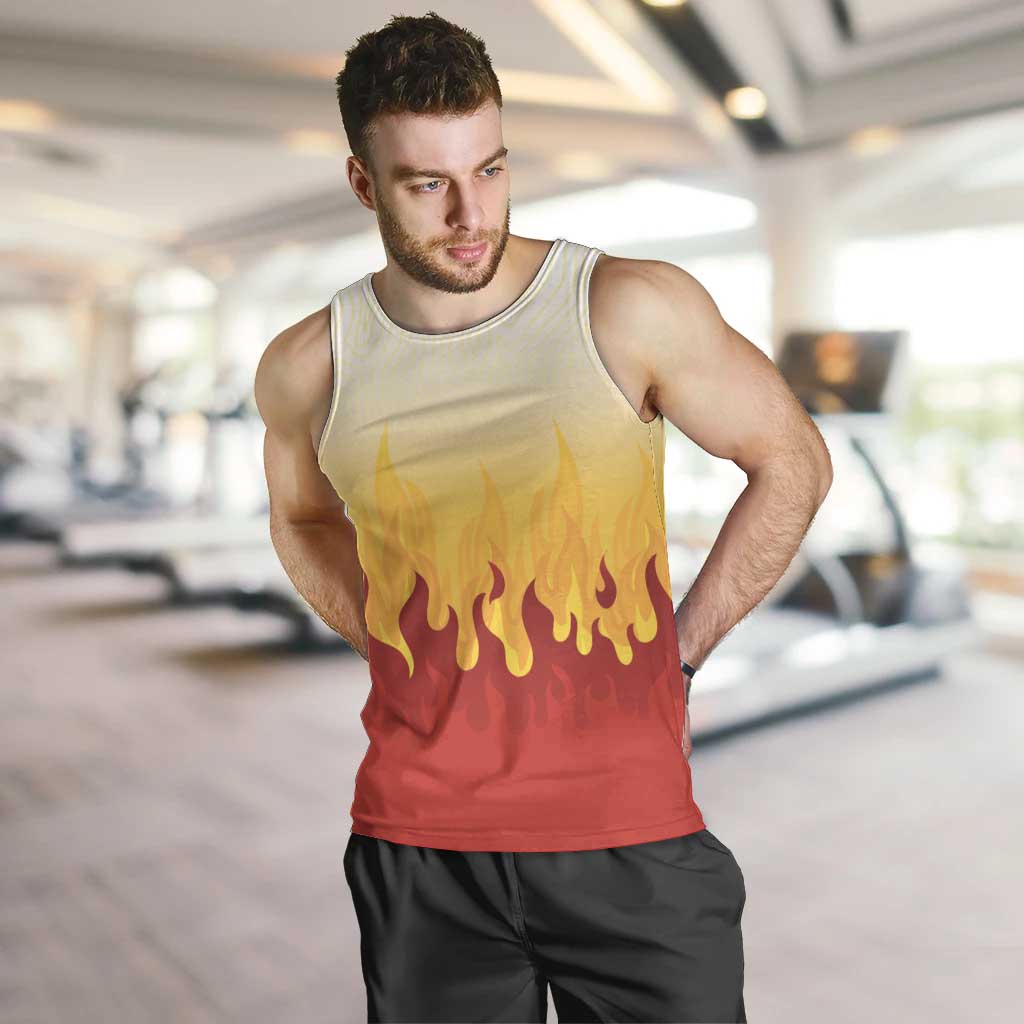 Japanese Kaen Pattern Men Tank Top Flame Pillar Blazing Lion Heart - Wonder Print Shop