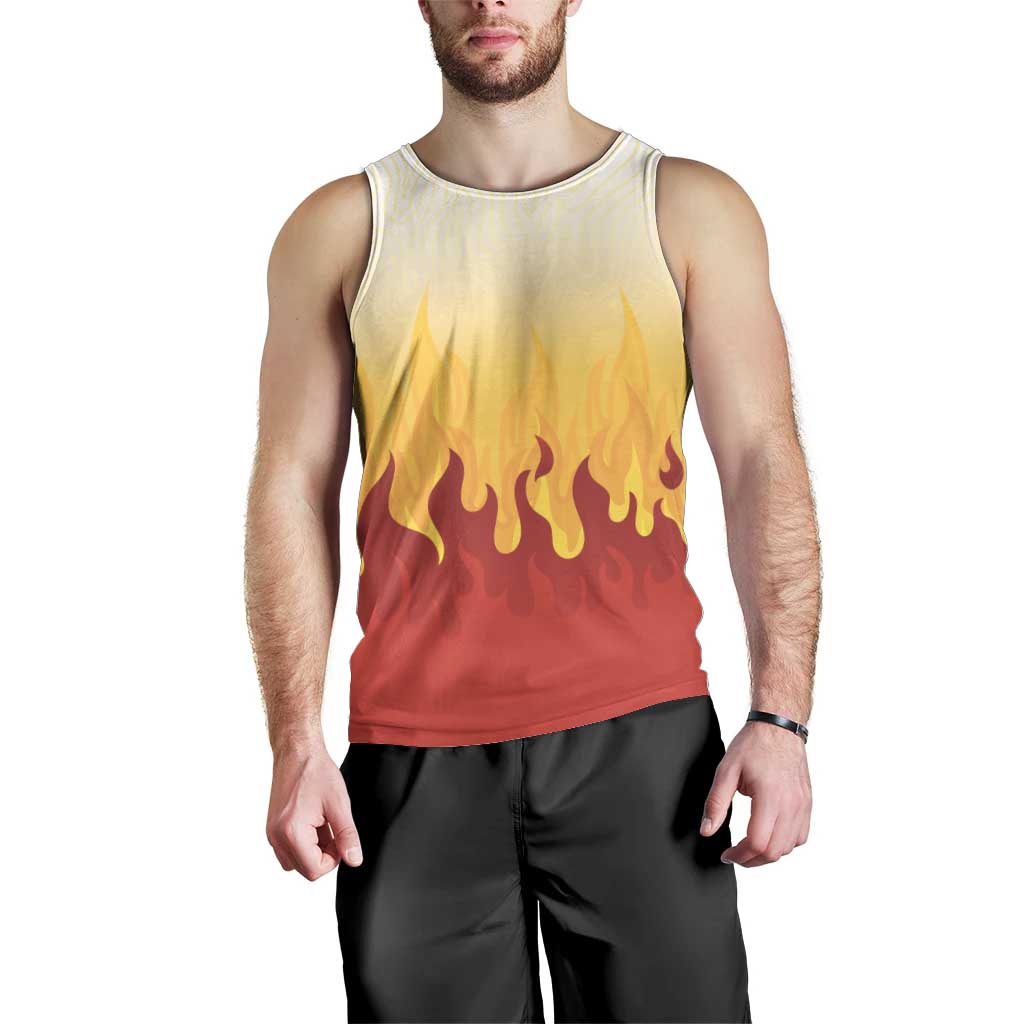 Japanese Kaen Pattern Men Tank Top Flame Pillar Blazing Lion Heart - Wonder Print Shop