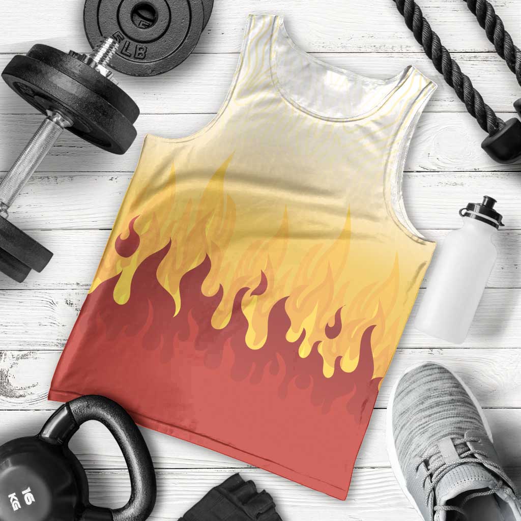 Japanese Kaen Pattern Men Tank Top Flame Pillar Blazing Lion Heart - Wonder Print Shop