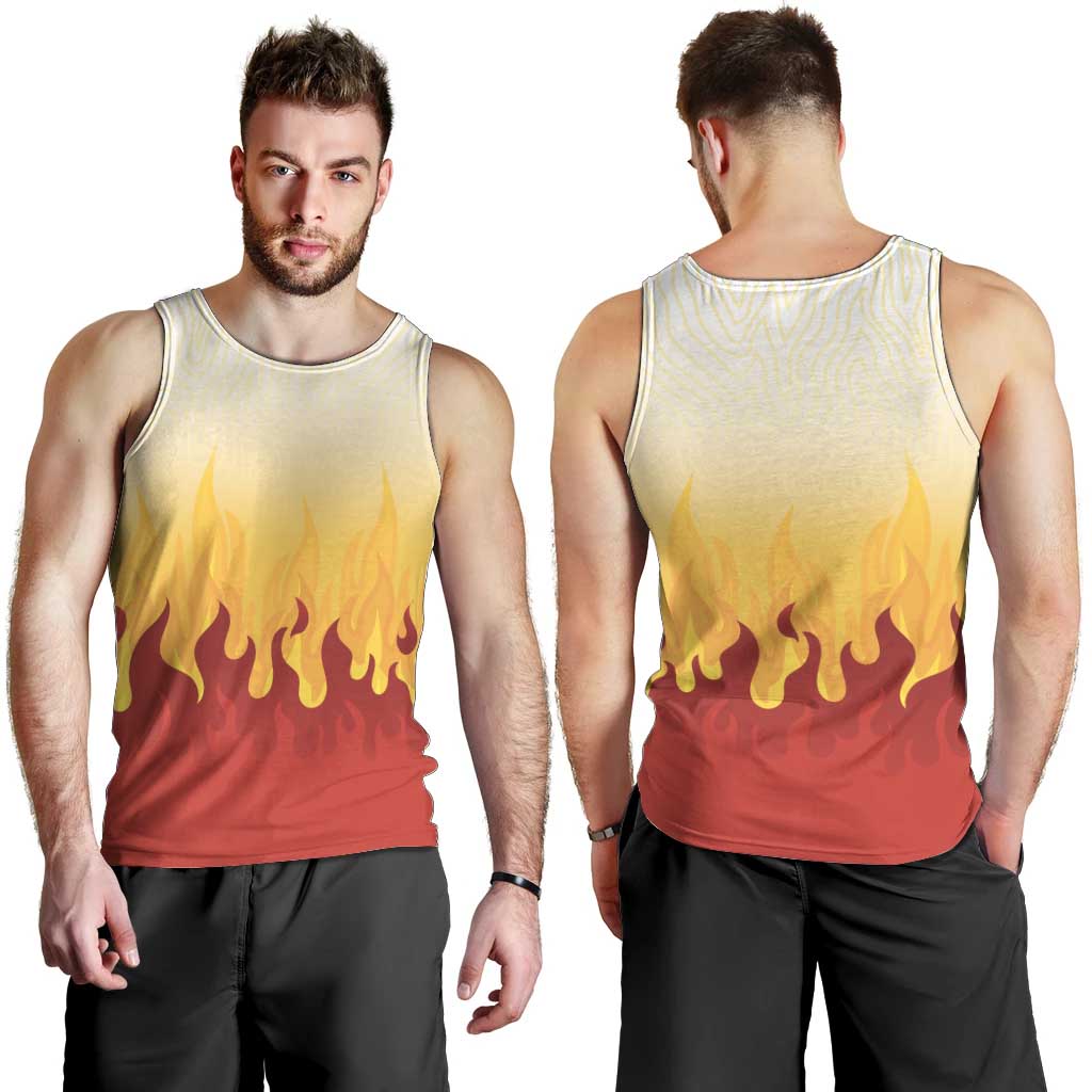 Japanese Kaen Pattern Men Tank Top Flame Pillar Blazing Lion Heart - Wonder Print Shop