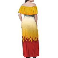 Japanese Kaen Pattern Off Shoulder Maxi Dress Flame Pillar Blazing Lion Heart - Wonder Print Shop