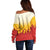 Japanese Kaen Pattern Off Shoulder Sweater Flame Pillar Blazing Lion Heart - Wonder Print Shop