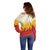 Japanese Kaen Pattern Off Shoulder Sweater Flame Pillar Blazing Lion Heart - Wonder Print Shop