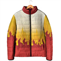Japanese Kaen Pattern Padded Jacket Flame Pillar Blazing Lion Heart - Wonder Print Shop
