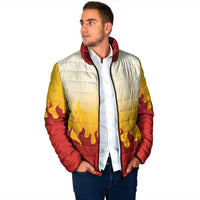 Japanese Kaen Pattern Padded Jacket Flame Pillar Blazing Lion Heart - Wonder Print Shop