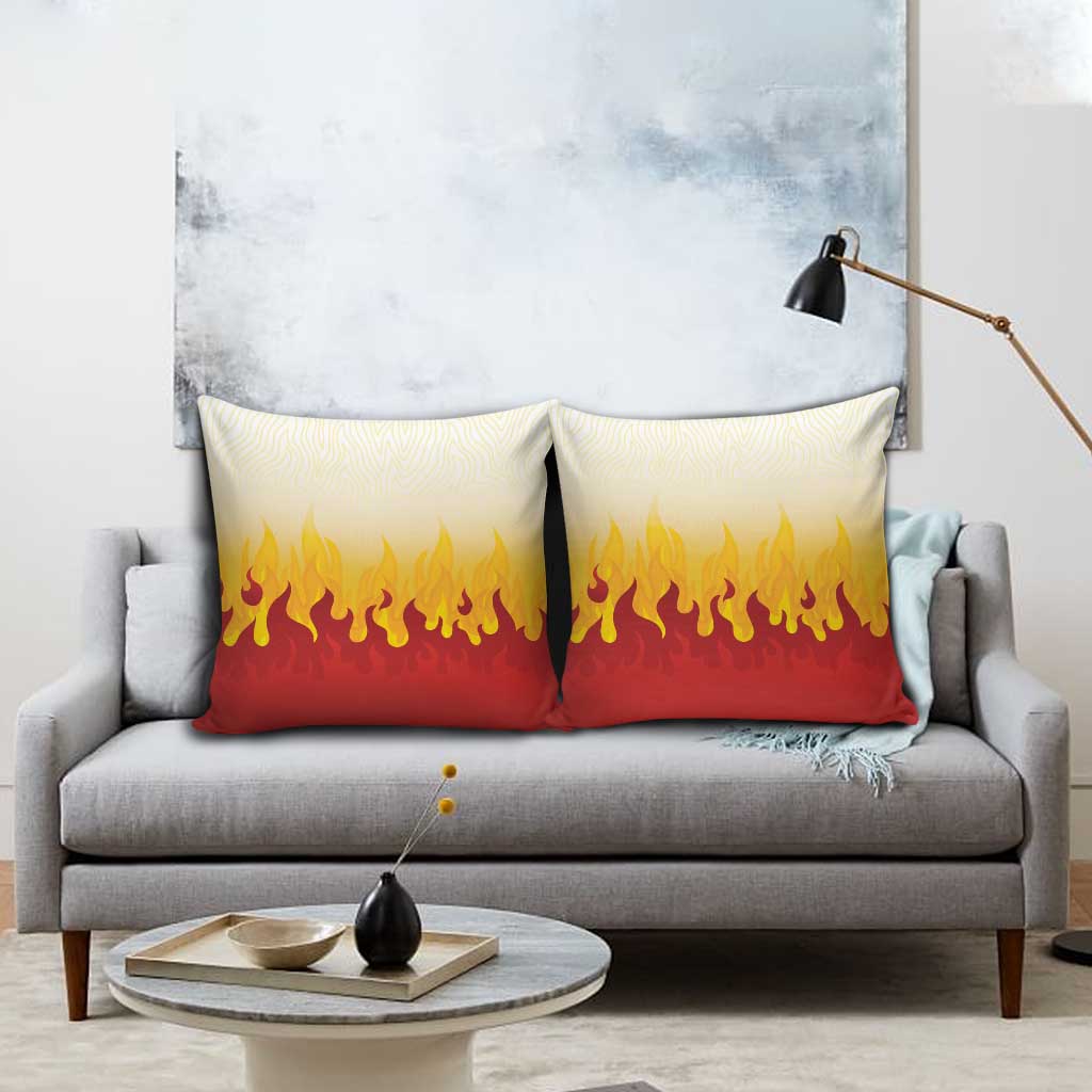 Japanese Kaen Pattern Pillow Cover Flame Pillar Blazing Lion Heart - Wonder Print Shop