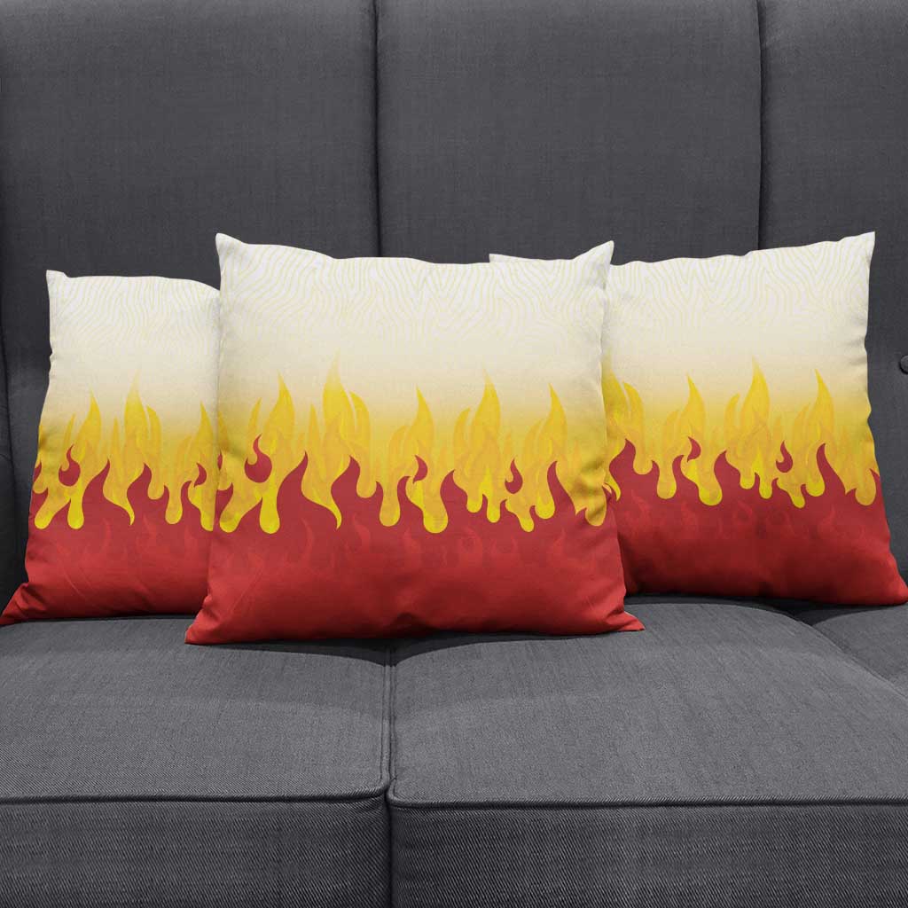 Japanese Kaen Pattern Pillow Cover Flame Pillar Blazing Lion Heart - Wonder Print Shop