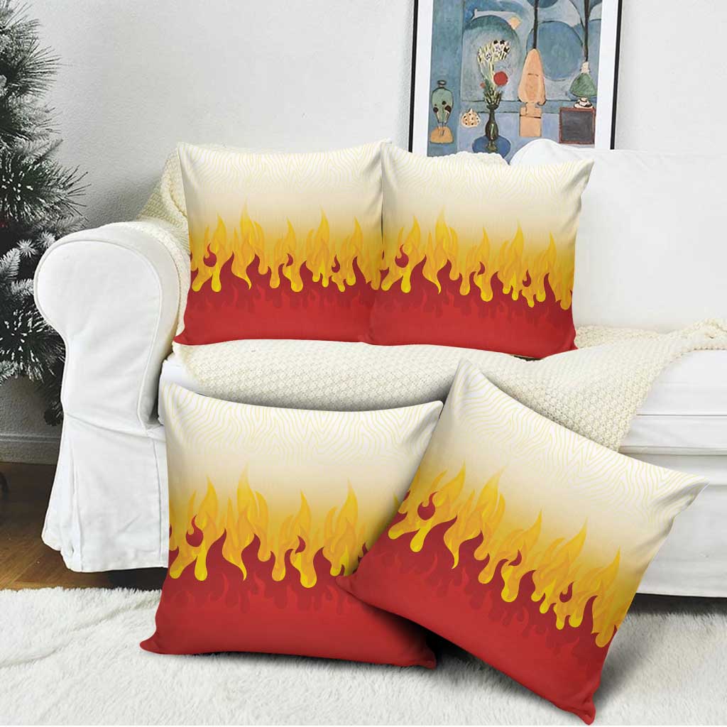 Japanese Kaen Pattern Pillow Cover Flame Pillar Blazing Lion Heart - Wonder Print Shop