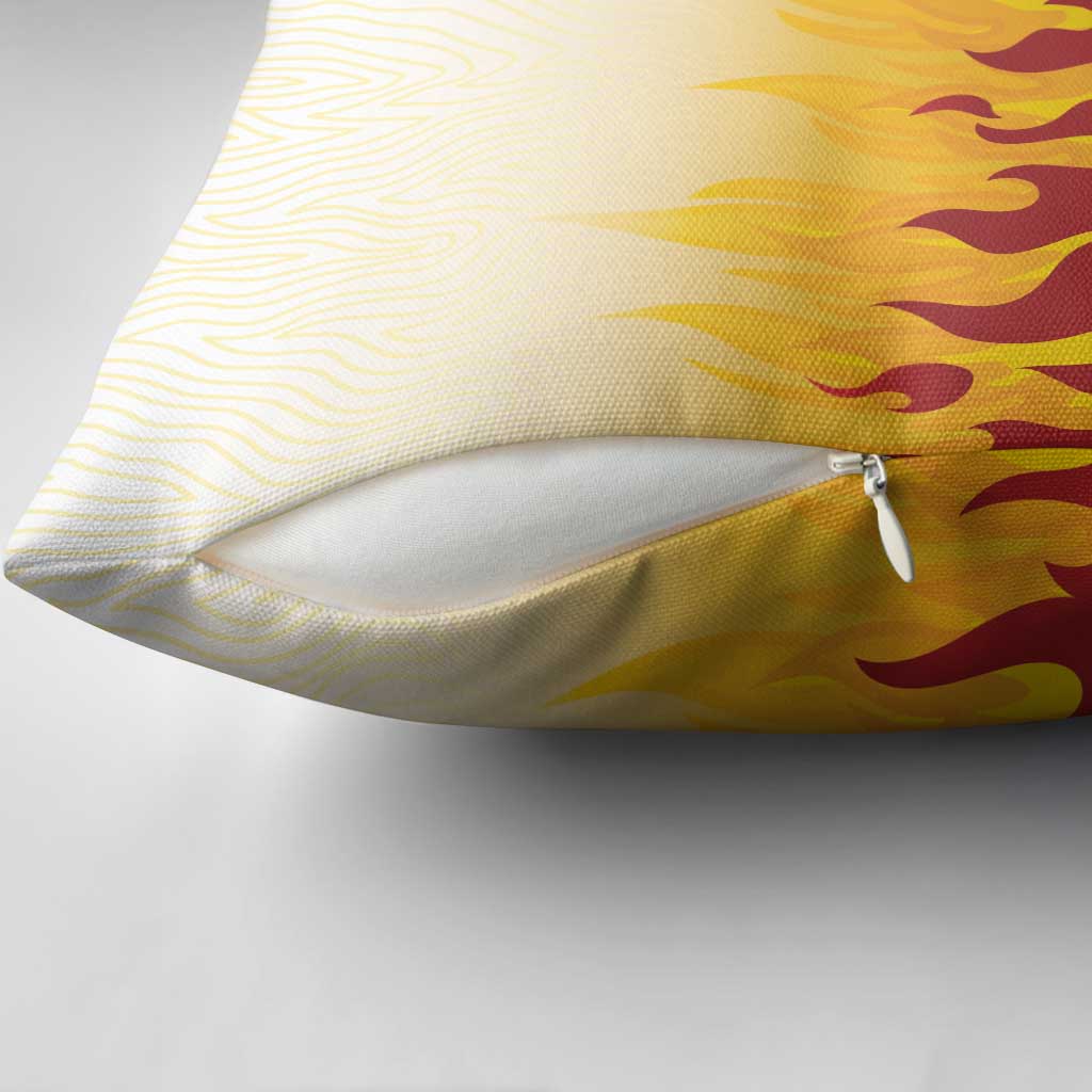 Japanese Kaen Pattern Pillow Cover Flame Pillar Blazing Lion Heart - Wonder Print Shop