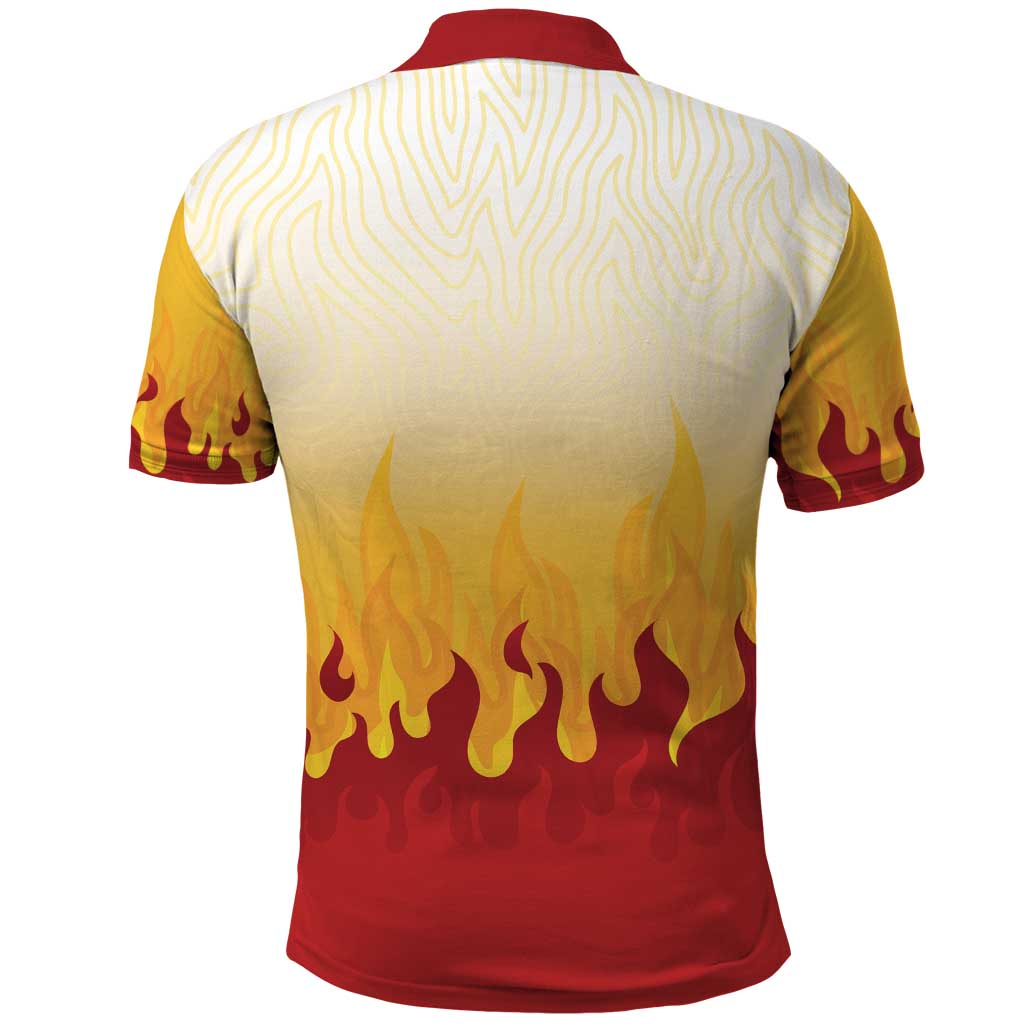 Japanese Kaen Pattern Polo Shirt Flame Pillar Blazing Lion Heart - Wonder Print Shop