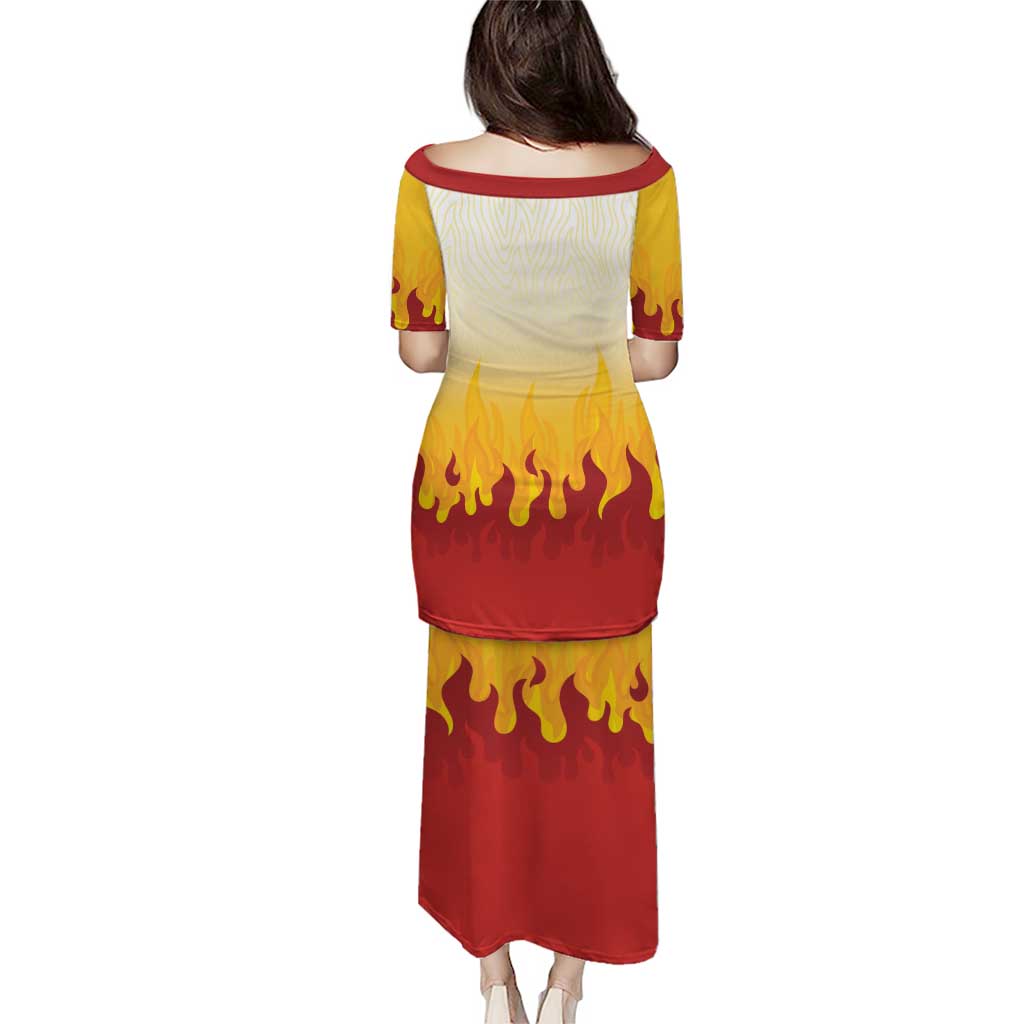 Japanese Kaen Pattern Puletasi Flame Pillar Blazing Lion Heart - Wonder Print Shop