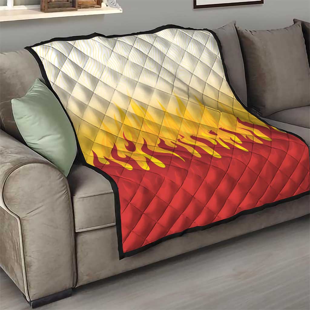 Japanese Kaen Pattern Quilt Flame Pillar Blazing Lion Heart - Wonder Print Shop