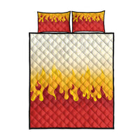 Japanese Kaen Pattern Quilt Bed Set Flame Pillar Blazing Lion Heart - Wonder Print Shop