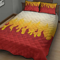 Japanese Kaen Pattern Quilt Bed Set Flame Pillar Blazing Lion Heart - Wonder Print Shop