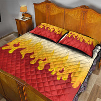 Japanese Kaen Pattern Quilt Bed Set Flame Pillar Blazing Lion Heart - Wonder Print Shop
