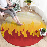 Japanese Kaen Pattern Round Carpet Flame Pillar Blazing Lion Heart - Wonder Print Shop