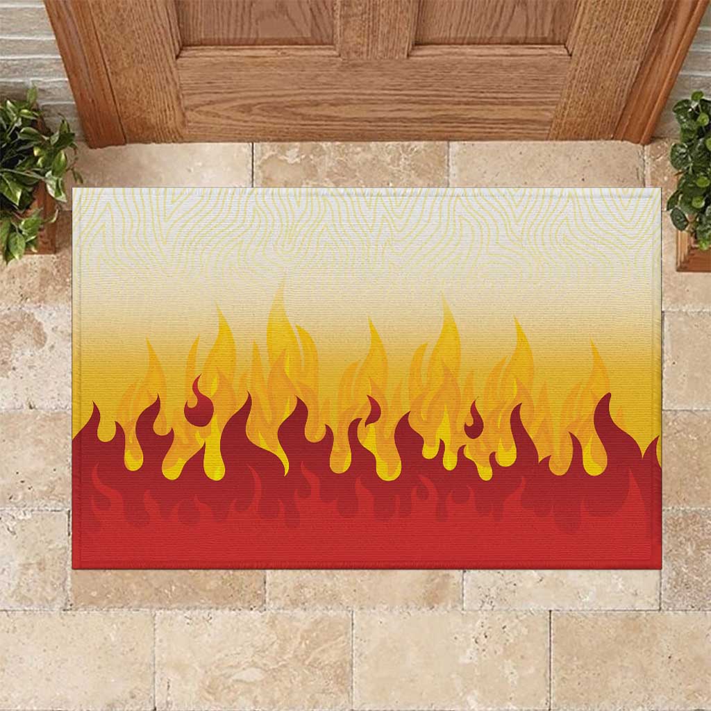 Japanese Kaen Pattern Rubber Doormat Flame Pillar Blazing Lion Heart - Wonder Print Shop