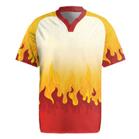 Japanese Kaen Pattern Rugby Jersey Flame Pillar Blazing Lion Heart - Wonder Print Shop