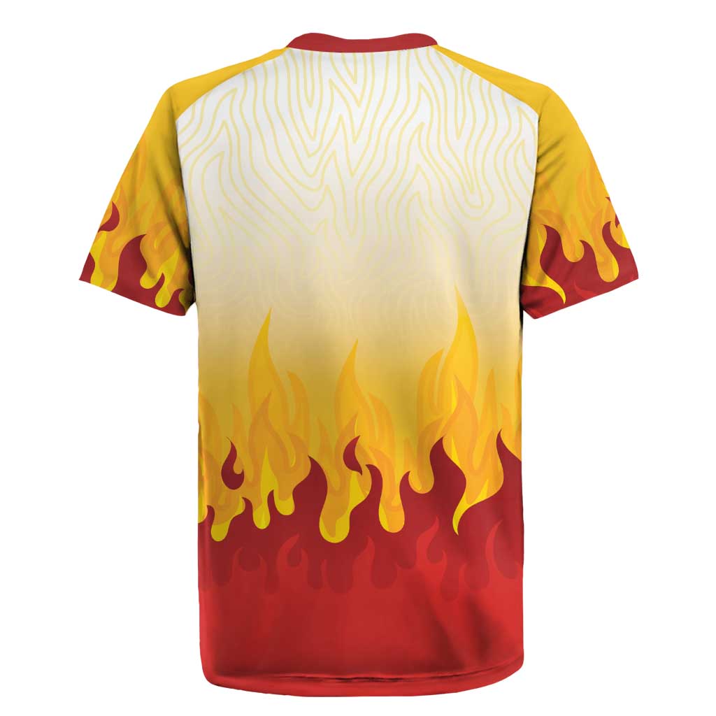 Japanese Kaen Pattern Rugby Jersey Flame Pillar Blazing Lion Heart - Wonder Print Shop