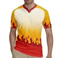 Japanese Kaen Pattern Rugby Jersey Flame Pillar Blazing Lion Heart - Wonder Print Shop