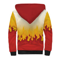 Japanese Kaen Pattern Sherpa Hoodie Flame Pillar Blazing Lion Heart - Wonder Print Shop